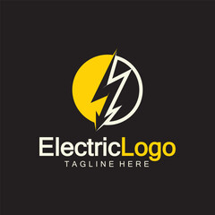 Electric logo design template,isolated on black background