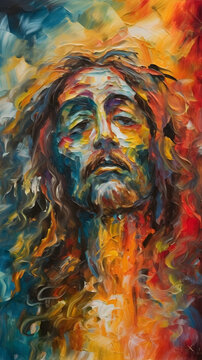 jesus christ oil painting on canvas ,generative ai