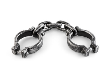 Old shackles isolated on white background with clipping path