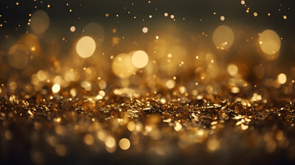 Obraz na płótnie Canvas Golden lights festive bokeh sparkling background
