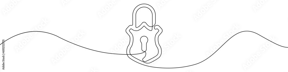 Poster padlock sign line continuous drawing vector. one line padlock vector background. lock icon. continuo
