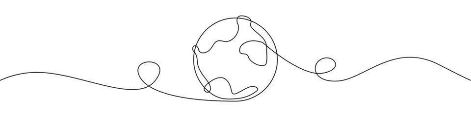 Globe, planet earth sign line continuous drawing vector. One line Globe, planet earth vector background. Globe, planet earth icon. Continuous outline of Globe, planet earth. Linear Globes, planets ear