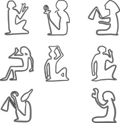 Egyptian hieroglyphs set.