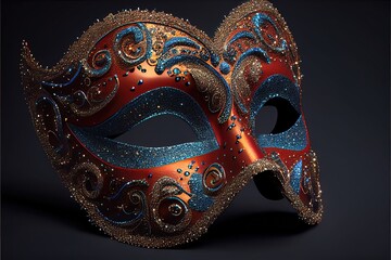 carnival mask isolated on black, generative ai