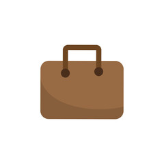vector illustration. icon or badge. business brown briefcase for businessman or student. suitcase or bag. flat. web. accessory