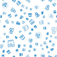 Set line Wide pants, Diamond and Handcuffs on seamless pattern. Vector