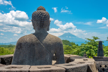 Ancient ruins of Borobudur, (Candi Borobudur) a 9th-century Mahayana Buddhist temple in Magelang Regency, Central Java, Indonesia
