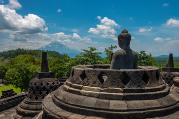 Ancient ruins of Borobudur, (Candi Borobudur) a 9th-century Mahayana Buddhist temple in Magelang Regency, Central Java, Indonesia