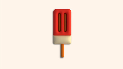red and white popsicle (3d vector)