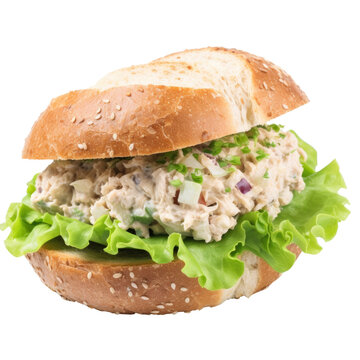 tuna salad sandwich isolated on a transparent background, generative ai