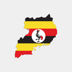 uganda map with flag on gray background