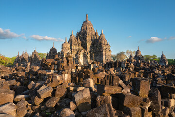 Ancient temple ruins of Sewu (candi sewu), an eighth century Mahayana Buddhist temple complex,...