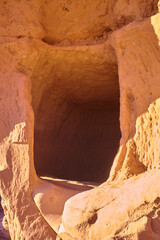 cave in the mountain in desert of algeria