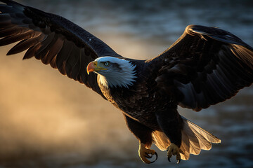 Fototapeta premium Captivating Beauty of the Bald Eagle: A Majestic Portrait