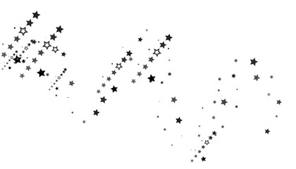 Naklejka na ściany i meble Flying confetti stars. Black, white colours. Festive background. Black stars on white background. Design element. Vector illustration, eps 10.