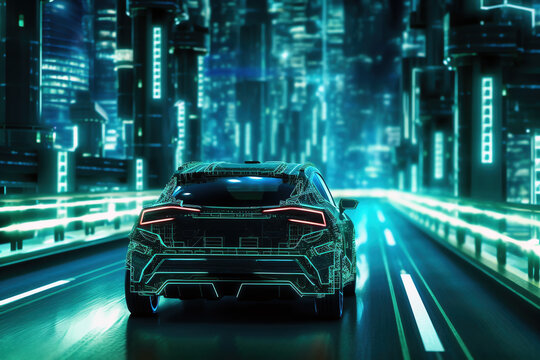 Concept of futuristic car, AI generative