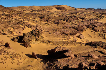 Desert rock land and sand in the desert 