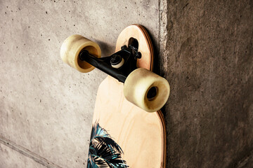 Background detail skateboard wheels on wall