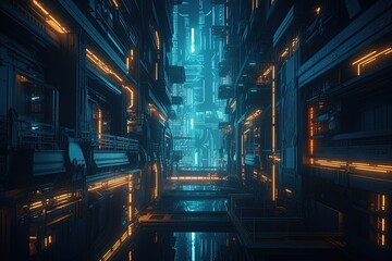 Fototapeta na wymiar digital futuristic city, created with AI, AI, generative AI