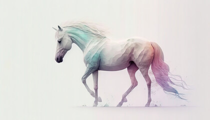 Naklejka na ściany i meble Horse animal abstract wallpaper. Soft background stallion in Pastel colors generative ai