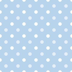 Seamless polka dot blue and white pattern. Minimal fashionable design. Polka dots trendy background, tile. For fabric pattern, card, decor, wrapping paper	
