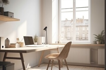 Fototapeta premium Minimal aesthetic workspace, generative ai