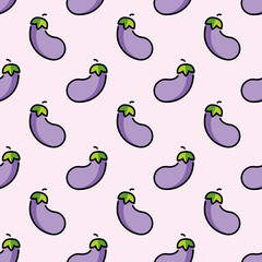 Seamless pattern with eggplants. Ripe and healthy eggplant. Vegetables background. Wallpaper, print, wrapping paper, modern textile design. illustration.	