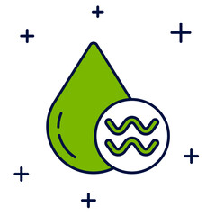 Filled outline Recycle clean aqua icon isolated on white background. Drop of water with sign recycling. Vector