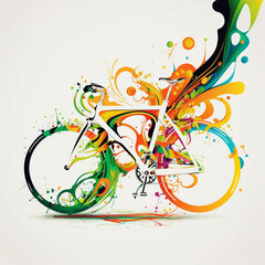 graphic representation of a bicycle for graphic design, gerenative AI