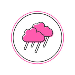 Filled outline Cloud with rain icon isolated on white background. Rain cloud precipitation with rain drops. Vector