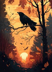 Fototapeta premium Wild Animal in Forest art Landscape