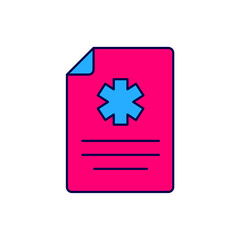 Fototapeta premium Filled outline Medical clipboard with clinical record icon isolated on white background. Health insurance form. Prescription, medical check marks report. Vector