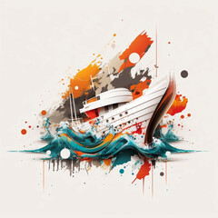 graphic representation of a boat for graphic design, gerenative AI
