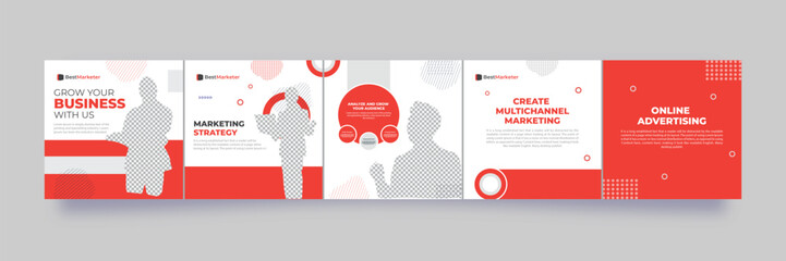 Instagram Carousel Post Business Templates, Microblog Carousel Template For Social Media Post.Instagram Posts Template, Editable Carousel Post For Business.