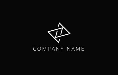 Geometric logo design with triangles.