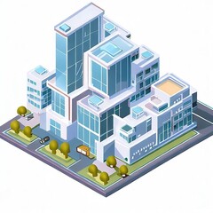 A cartoon image of a building with a road and a sign ai generated