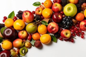 Fruits Scattered On A White Background