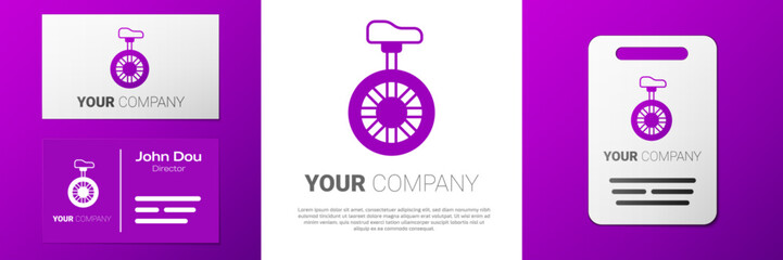 Logotype Unicycle or one wheel bicycle icon isolated on white background. Monowheel bicycle. Logo design template element. Vector © Kostiantyn