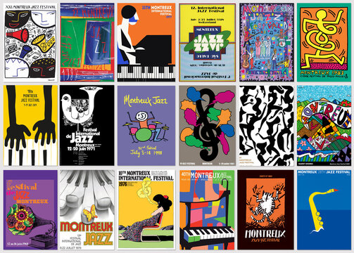 Collection of old vintage Montreux jazz festival posters
