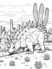 dinosaur coloring book for kids - obrazy, fototapety, plakaty