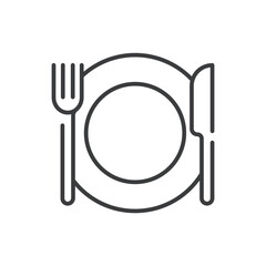 Dish, Knife and Fork Isolated Vector Icon