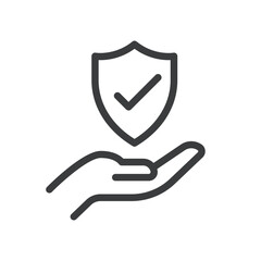 Hand Holding Security Shield Isolated Vector Icon