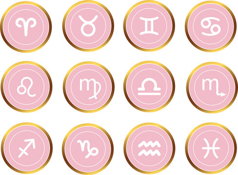 A set of icons with astrological signs. The topic of astrology.Zodiac signs.