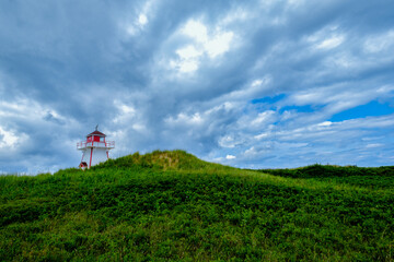 Sand dunes and Covehead Harbour Lighthouse on Prince Edward Island