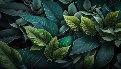 Rideaux Imprimé botanique patrons green foliage texture  © Oleksandr