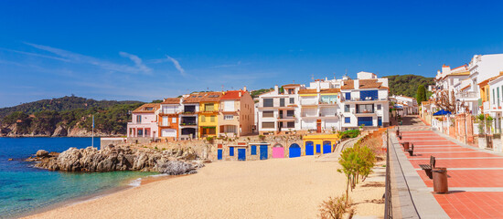 Calella de Palafrugell old town and beach, Catalonia, Spain, Europe