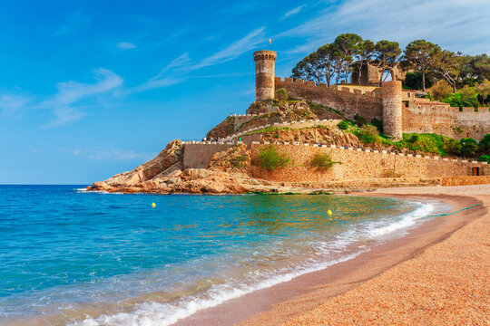 Old castle and beach in Tossa de Mar in Catalonia, Spain, Europe