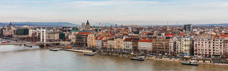 Fototapeta na wymiar Panorama of Budapest, Hungary, Europe. Danube river and bridges