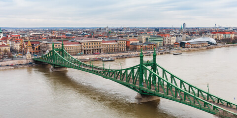 Obraz premium Panorama of Budapest, Hungary, Europe. Danube river and bridges