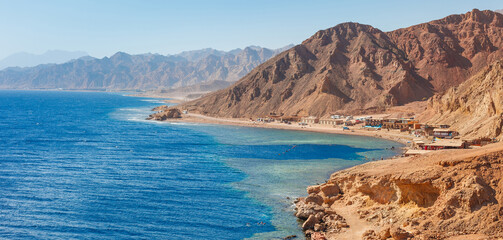 Sea coast in Dahab near Blue Hole diving at the Red Sea, Sinai, Egypt